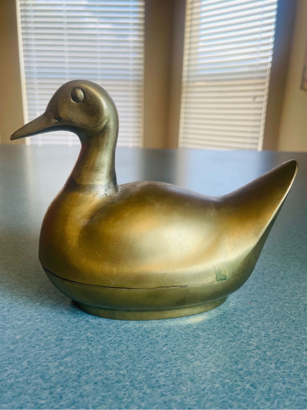 Mid-Century Brass Duck Trinket Box w/Lid